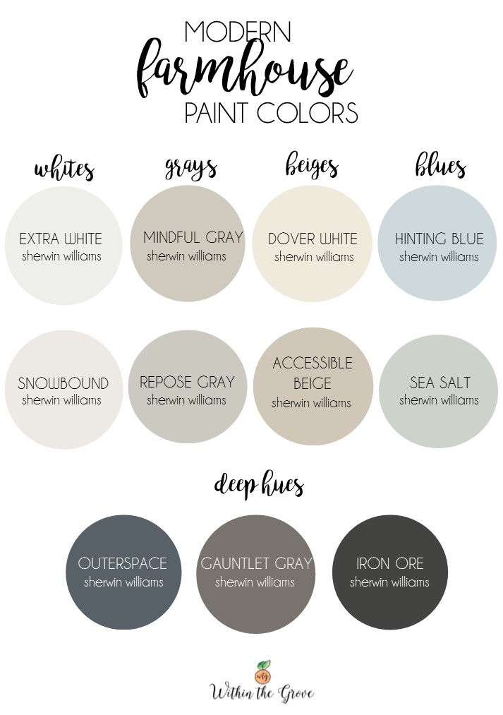 Modern Farmhouse Paint Colors by Sherwin Williams