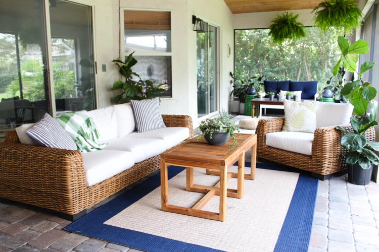 Creating an outdoor living space with plenty of seating.